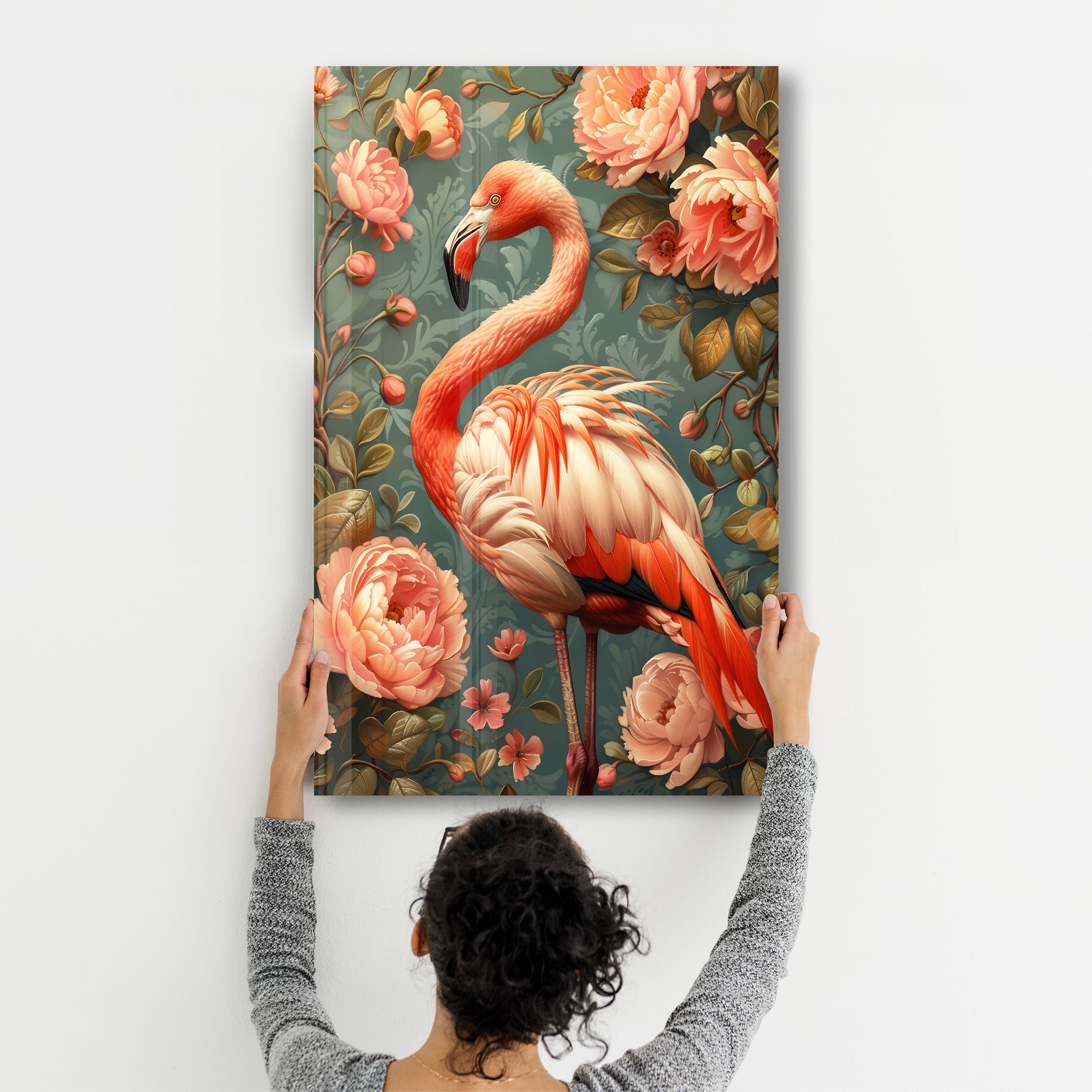 Beautiful Flamingo Pastel Tones - Glass Wall Art - Artdesigna