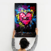 Fake Love Graffiti - Glass Wall Art