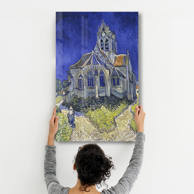 ・"Vincent van Gogh's The Church at Auvers (1890)"・Glass Wall Art - ArtDesigna Glass Printing Wall Art