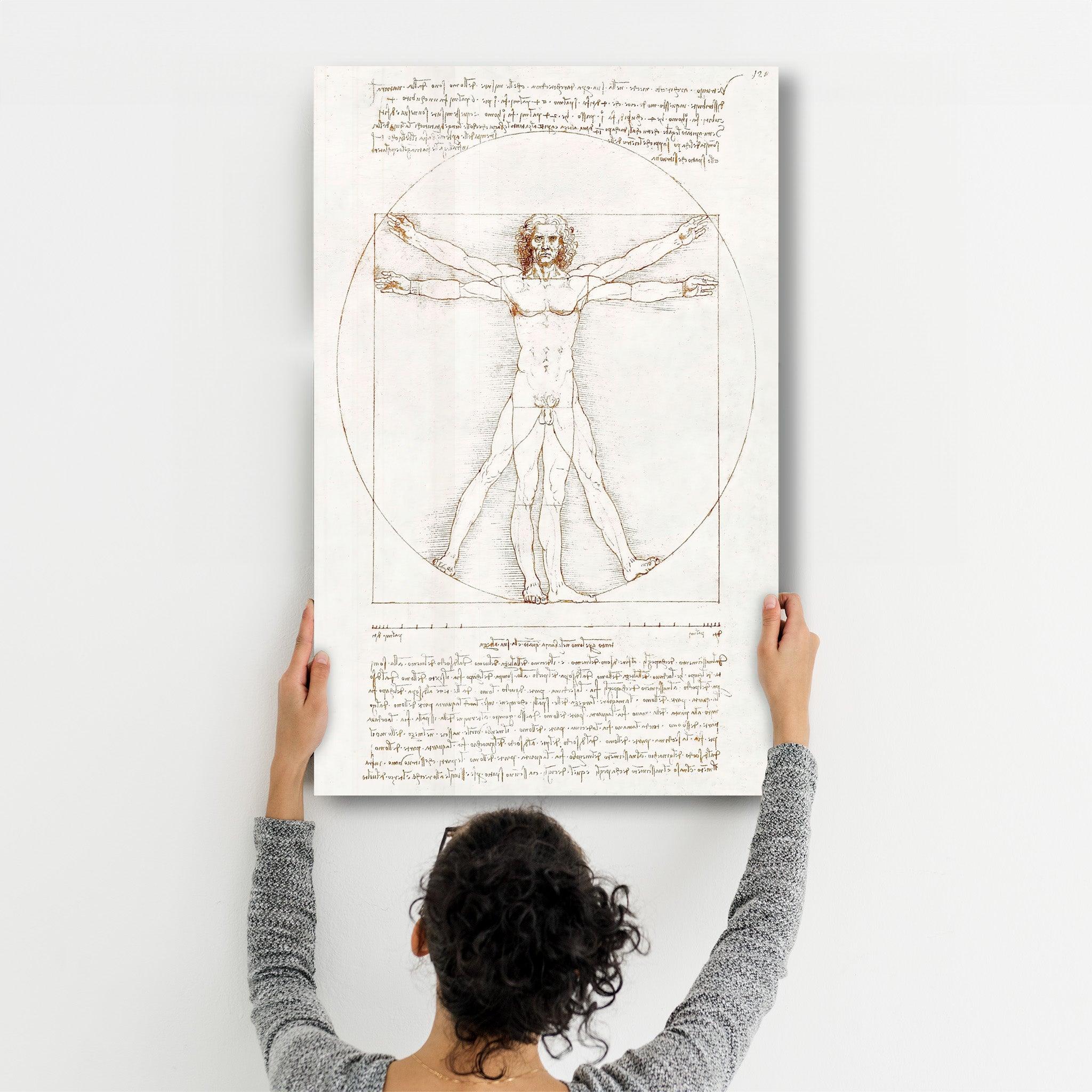 Leonardo da Vinci's The Vitruvian Man 1498 | Glass Wall Art - ArtDesigna Glass Printing Wall Art