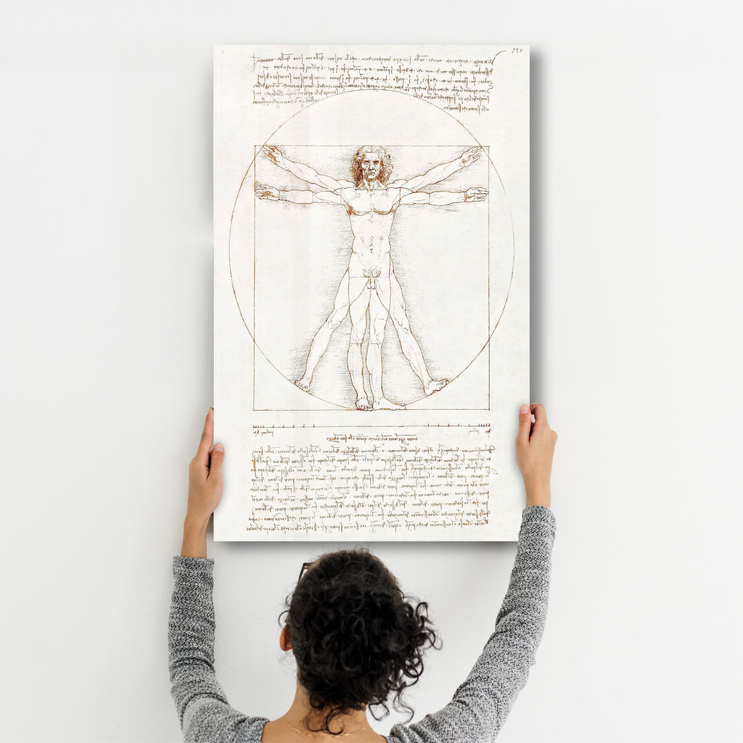 ・"Leonardo da Vinci's The Vitruvian Man 1498"・Glass Wall Art - ArtDesigna Glass Printing Wall Art