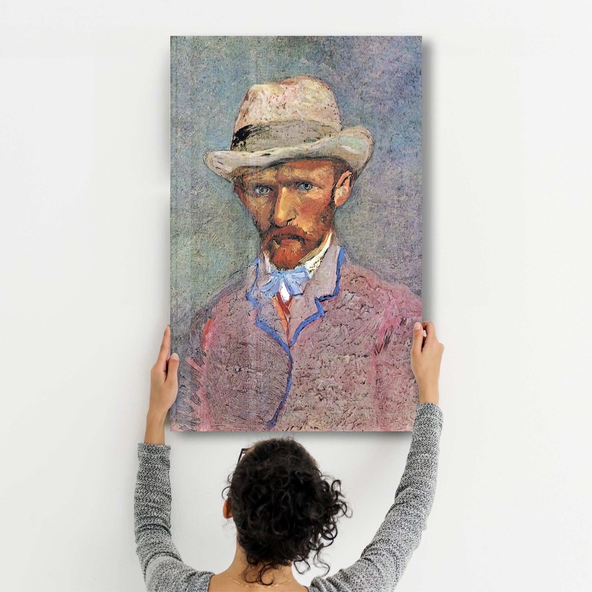 Vincent van Gogh's Self-Portrait with a Gray Straw Hat (1887) | Glass Wall Art - ArtDesigna Glass Printing Wall Art
