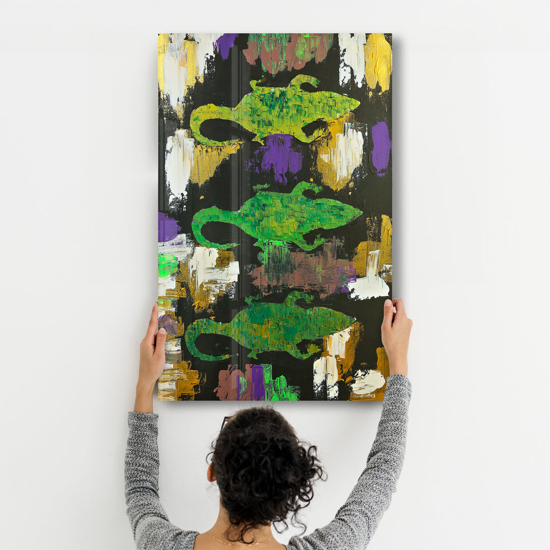 ・"Three Little Alligators - Hand-drawn Image"・Glass Wall Art - ArtDesigna Glass Printing Wall Art