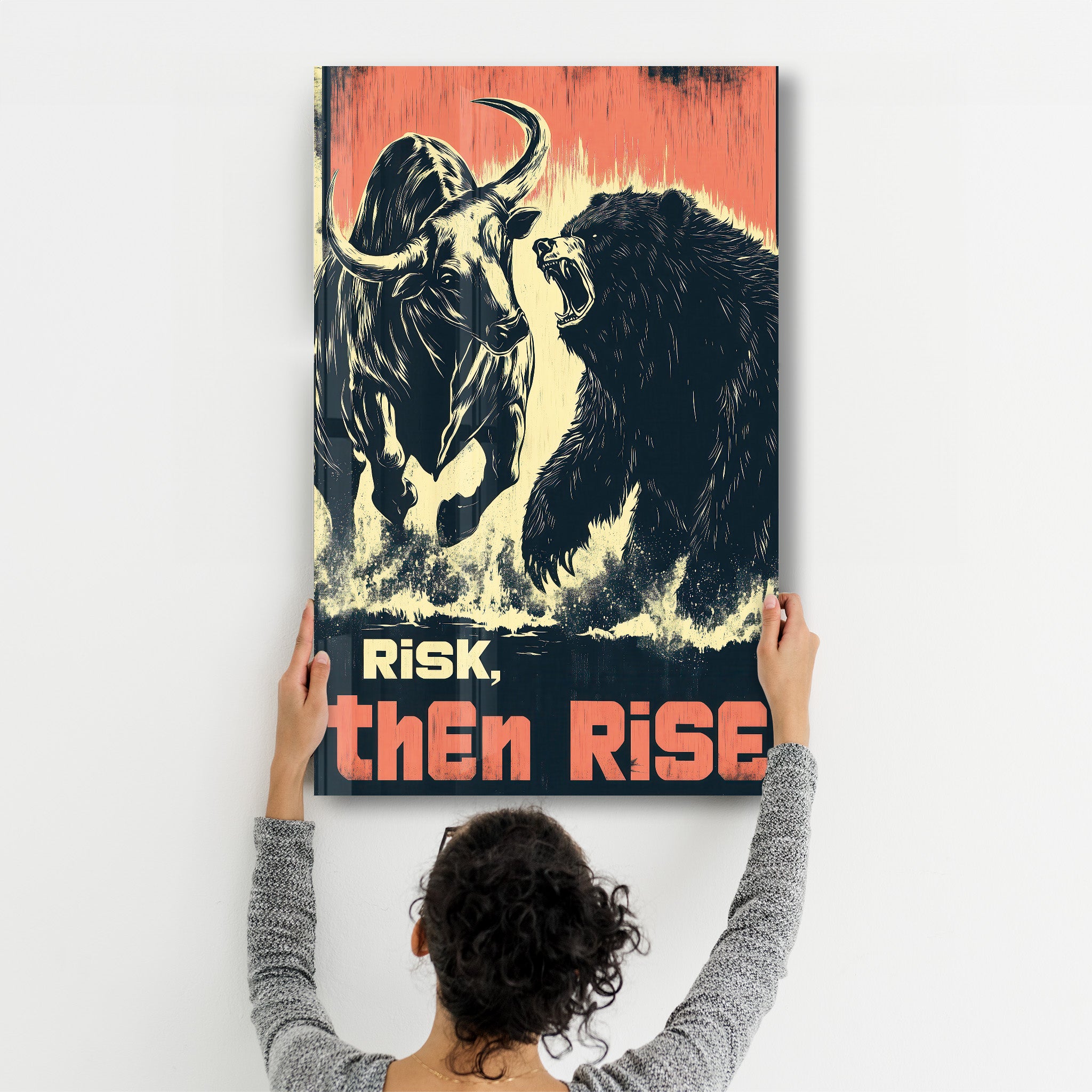 Risk, Then Rise - Motivational Glass Wall Art