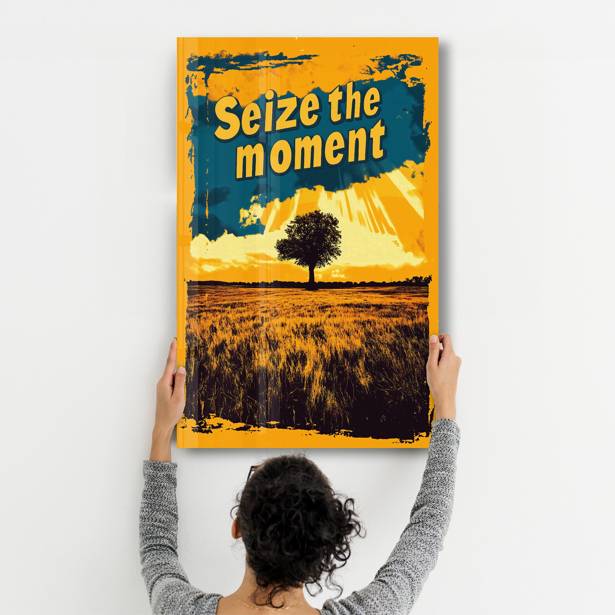 Seize the Moment - Motivational Glass Wall Art