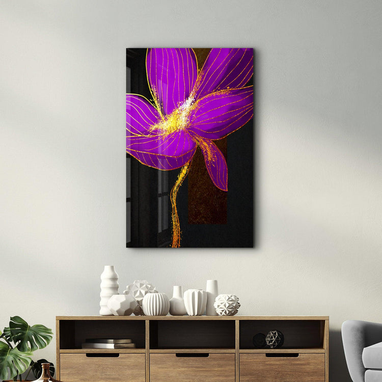 ・"Purple Flower"・Glass Wall Art - ArtDesigna Glass Printing Wall Art
