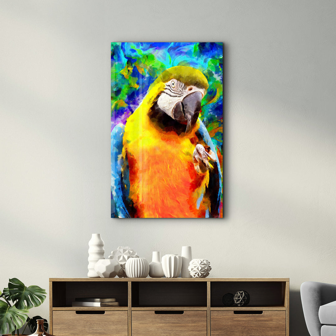 ・"Colorful Parrot"・Glass Wall Art - ArtDesigna Glass Printing Wall Art