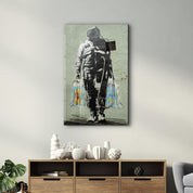 Banksy - Shopper Spaceman | Glass Wall Art - ArtDesigna Glass Printing Wall Art