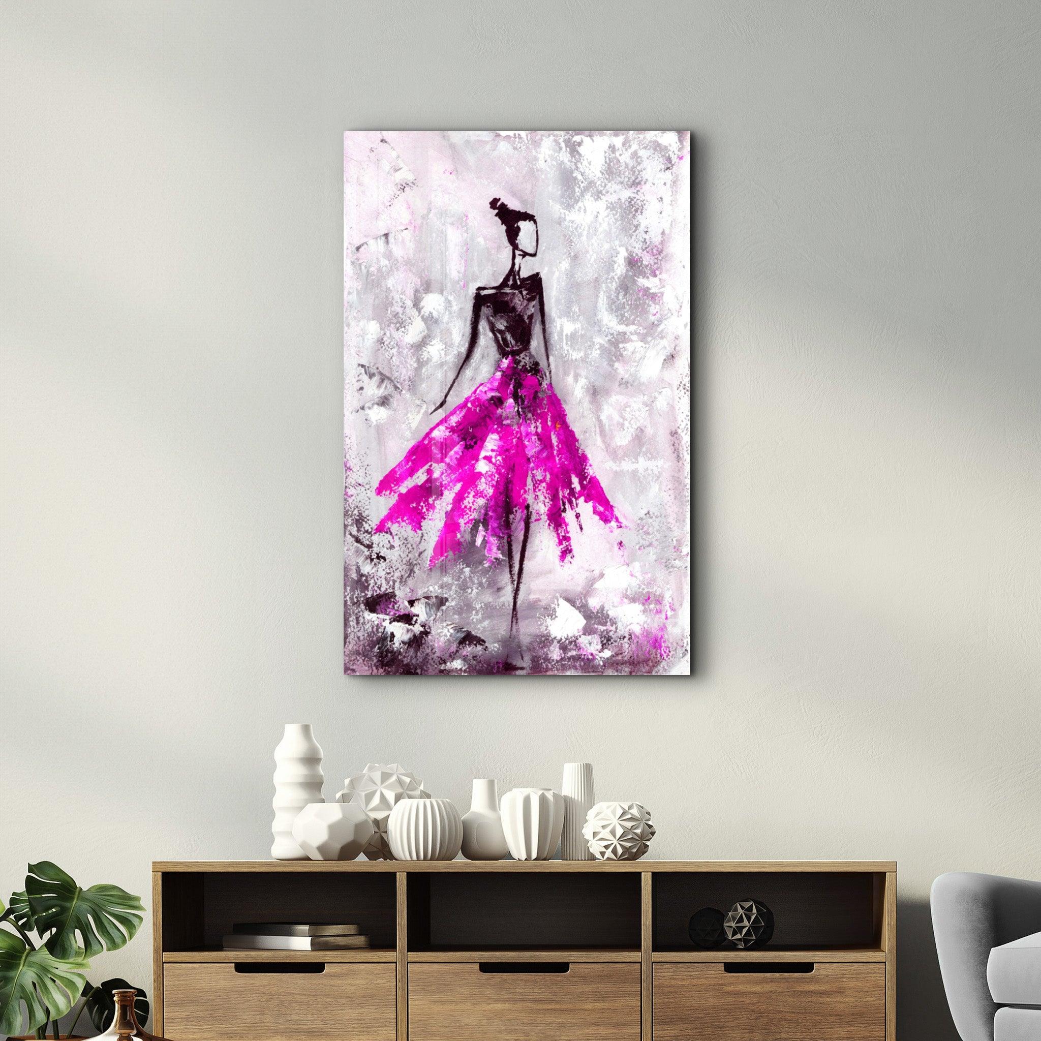Ballerina (Pink) | Glass Wall Art - ArtDesigna Glass Printing Wall Art