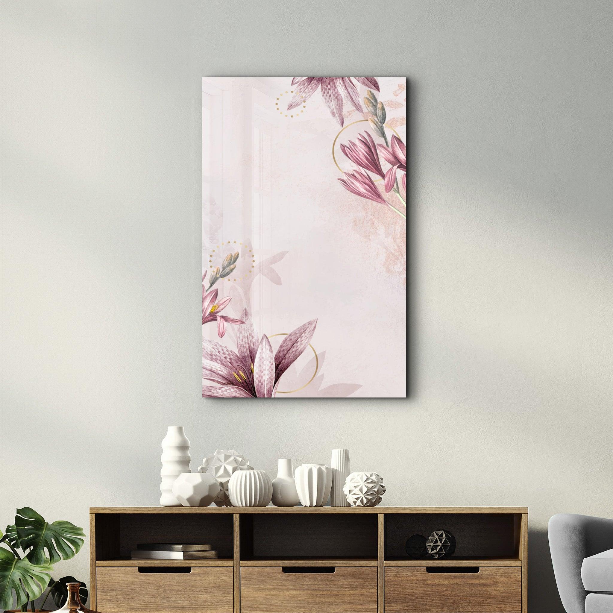 Pink Flower Pattern | Glass Wall Art - ArtDesigna Glass Printing Wall Art
