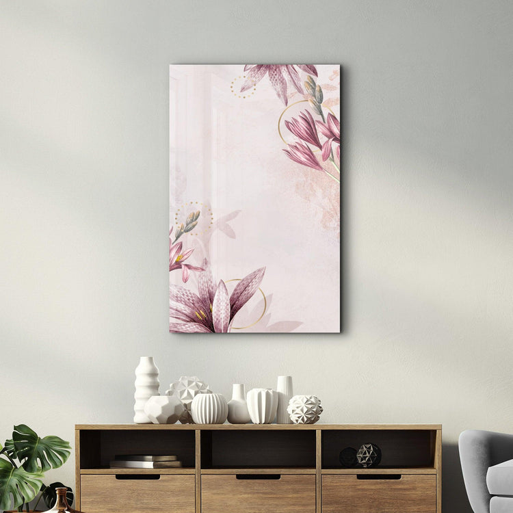 ・"Pink Flower Pattern"・Glass Wall Art - ArtDesigna Glass Printing Wall Art