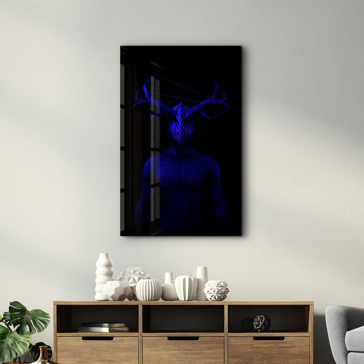 ・"Abstract Masked Man V11"・Glass Wall Art - ArtDesigna Glass Printing Wall Art