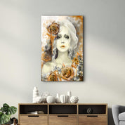 Silent Rose Woman Portrait | Glass Wall Art - ArtDesigna Glass Printing Wall Art
