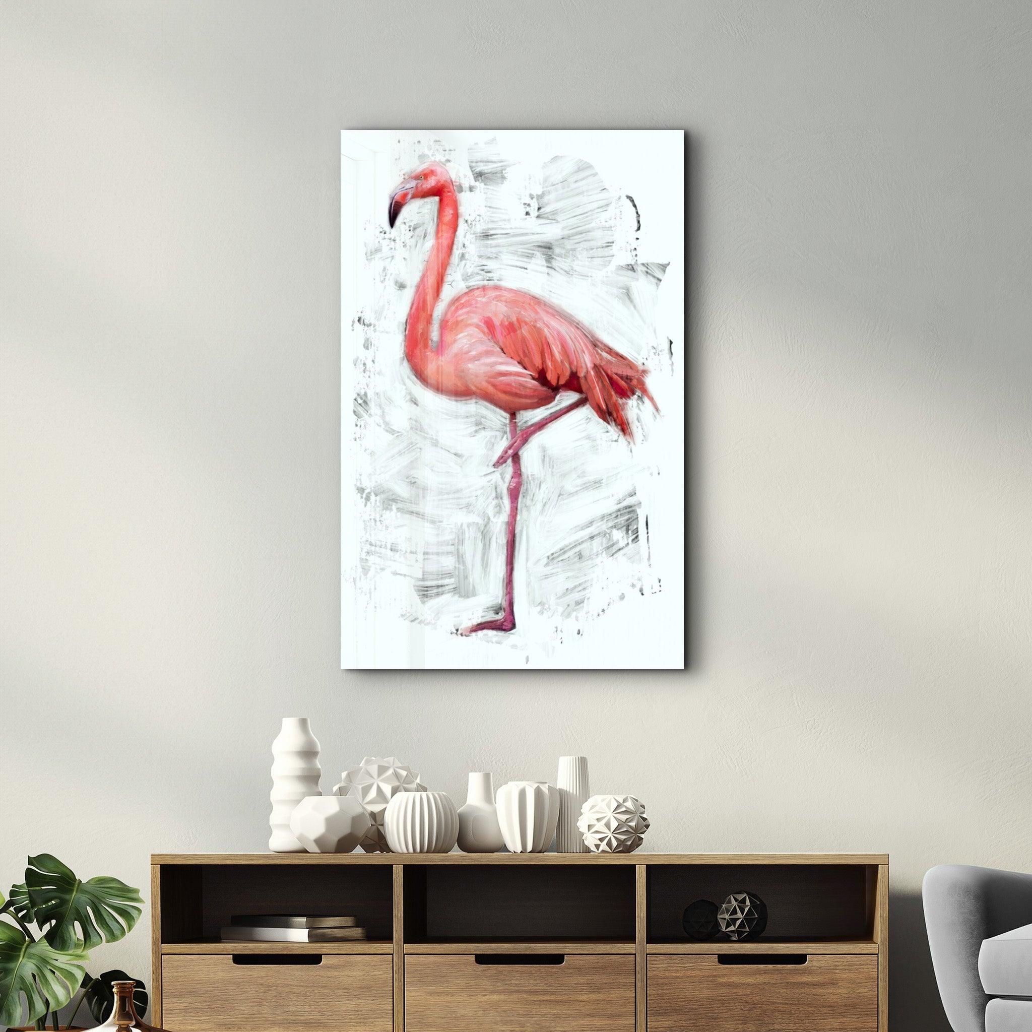 Abstract Flamingo | Glass Wall Art - ArtDesigna Glass Printing Wall Art
