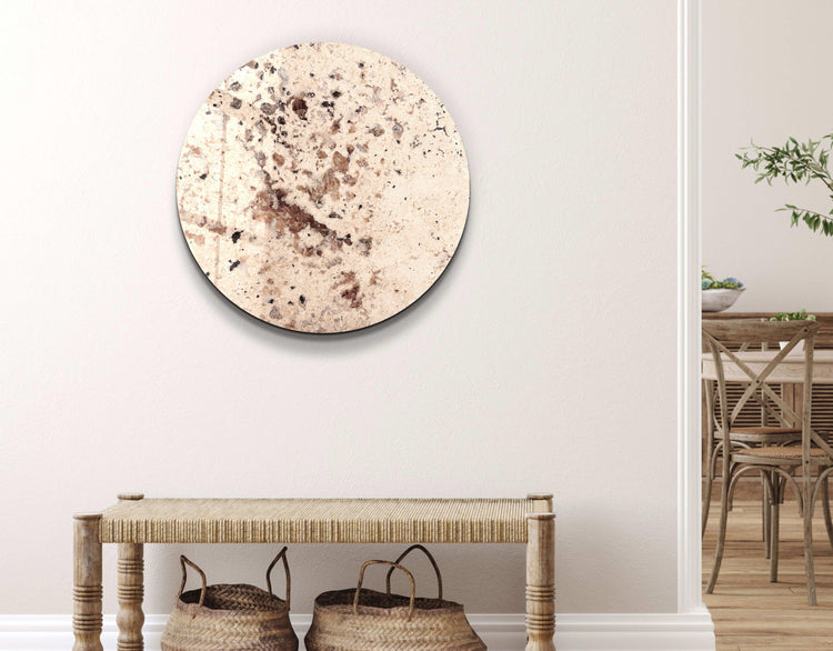 ・"Stone with Crystals - Beige"・Rounded Glass Wall Art - ArtDesigna Glass Printing Wall Art