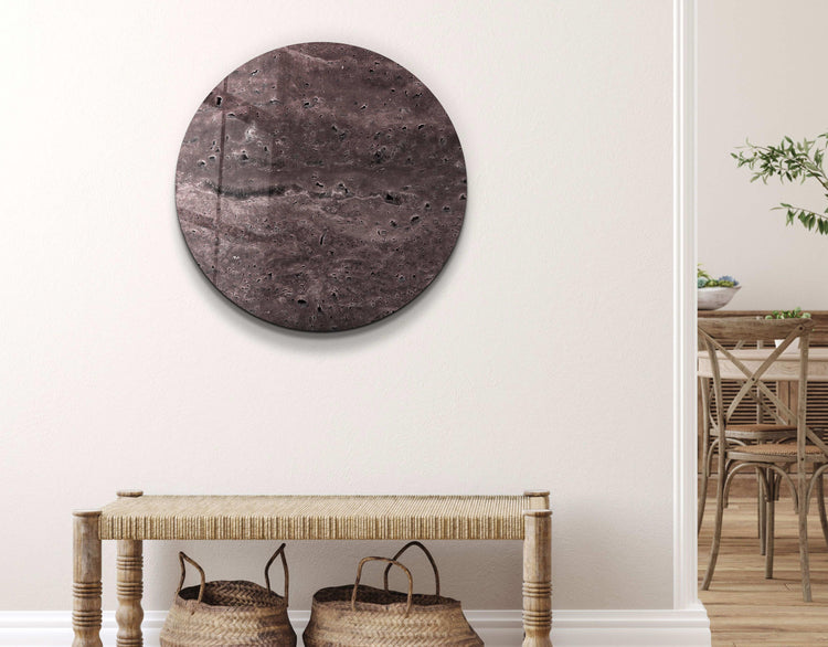 ・"Travertine - Moon - Chocolate"・Rounded Glass Wall Art - ArtDesigna Glass Printing Wall Art