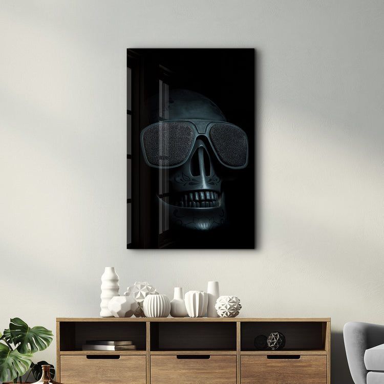 ・"Black Skull"・Glass Wall Art - ArtDesigna Glass Printing Wall Art