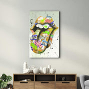 Tongue - Mustard | Designer's Collection Glass Wall Art - ArtDesigna Glass Printing Wall Art