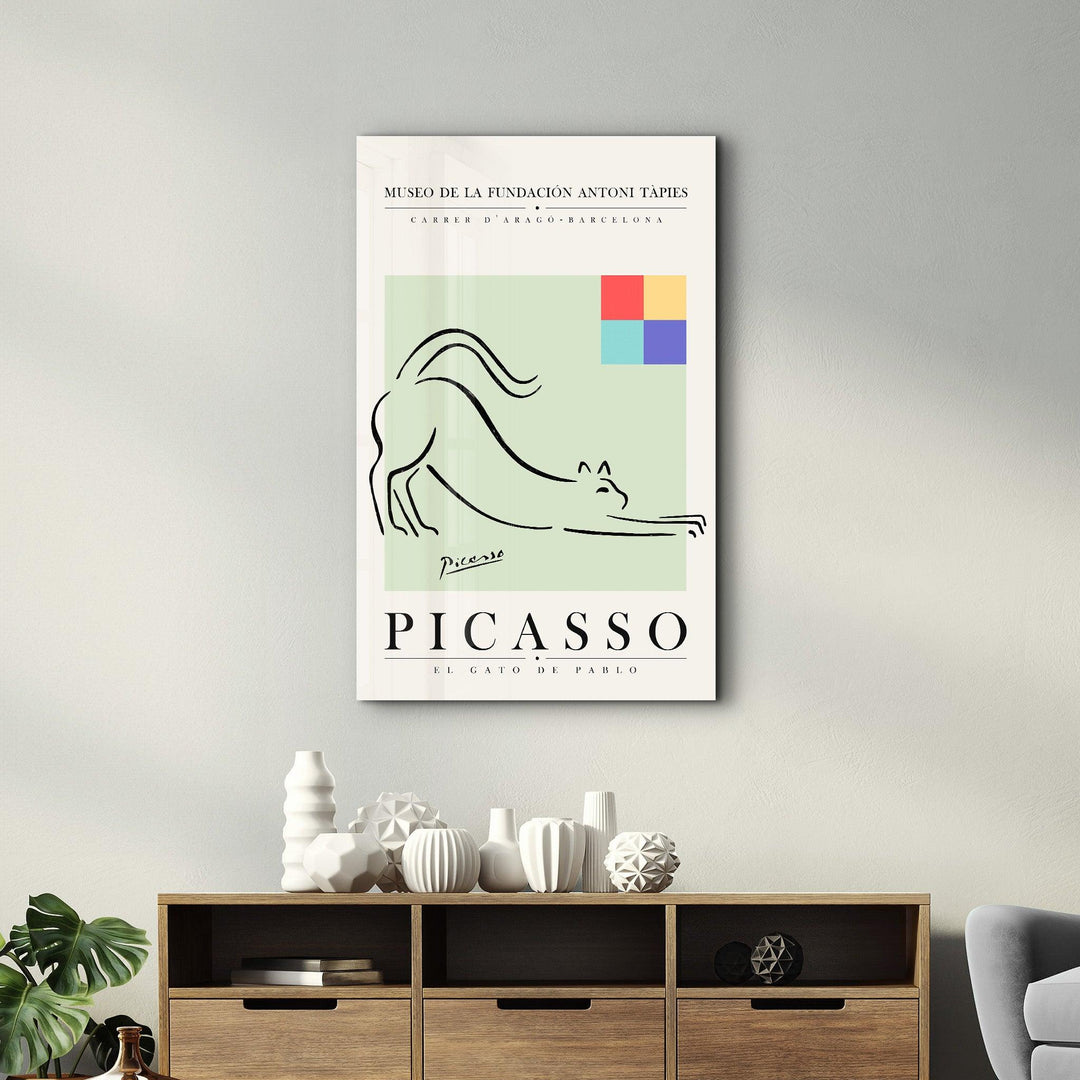 ・"Pablo Picasso - El Gato De Pablo"・Gallery Print Collection Glass Wall Art - ArtDesigna Glass Printing Wall Art