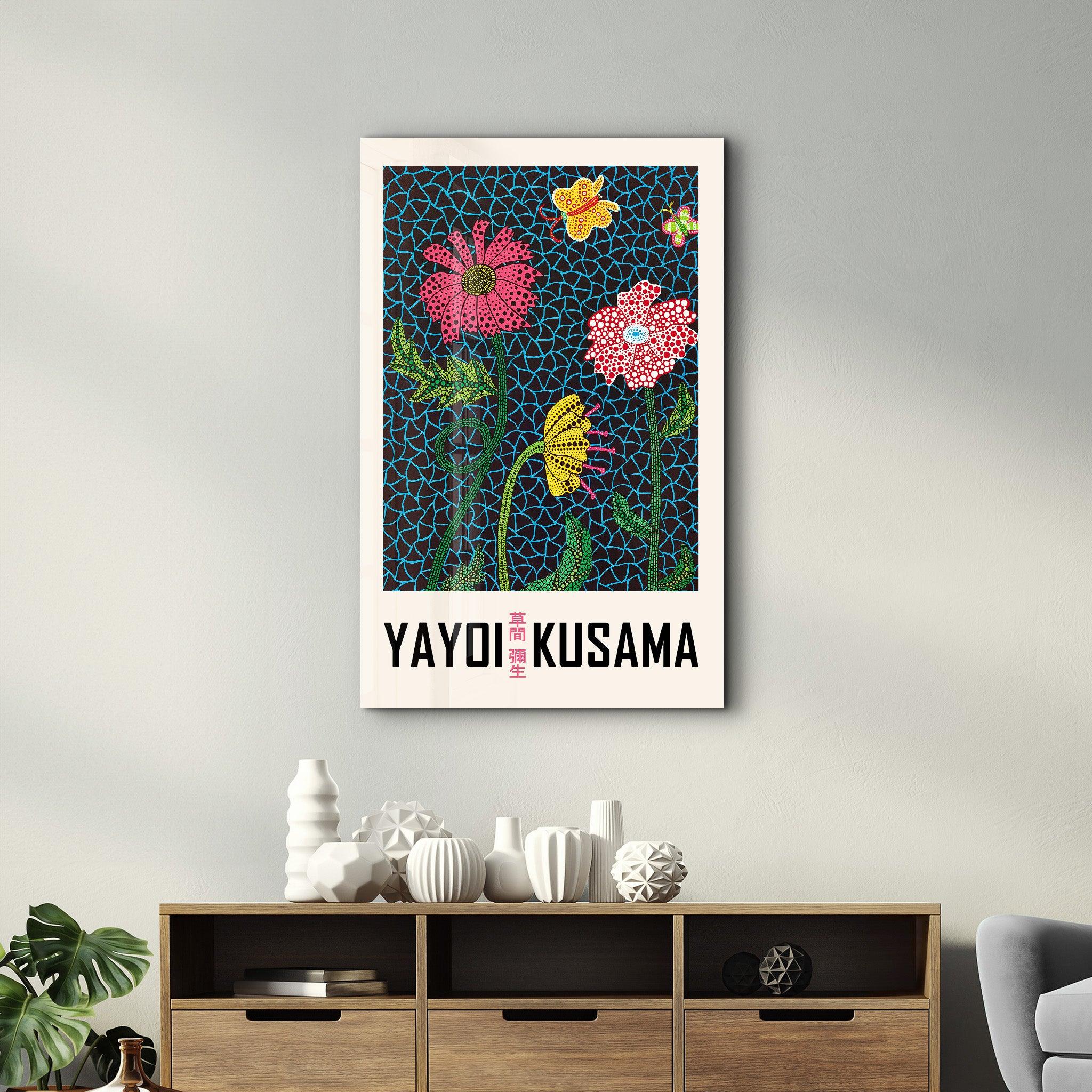 Yayoi Kusama | Gallery Print Collection Glass Wall Art - ArtDesigna Glass Printing Wall Art