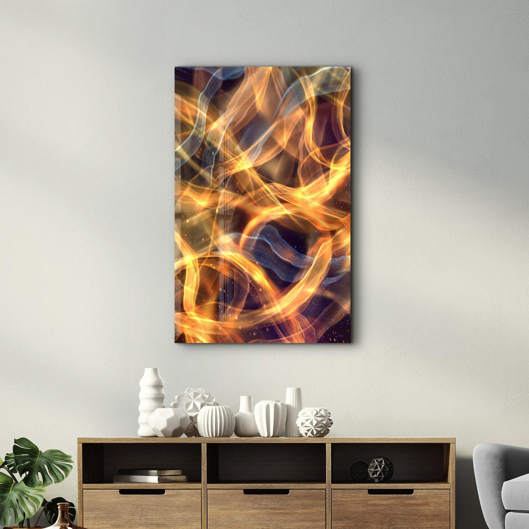 ・"Flame Brush Strokes V2"・Glass Wall Art - ArtDesigna Glass Printing Wall Art