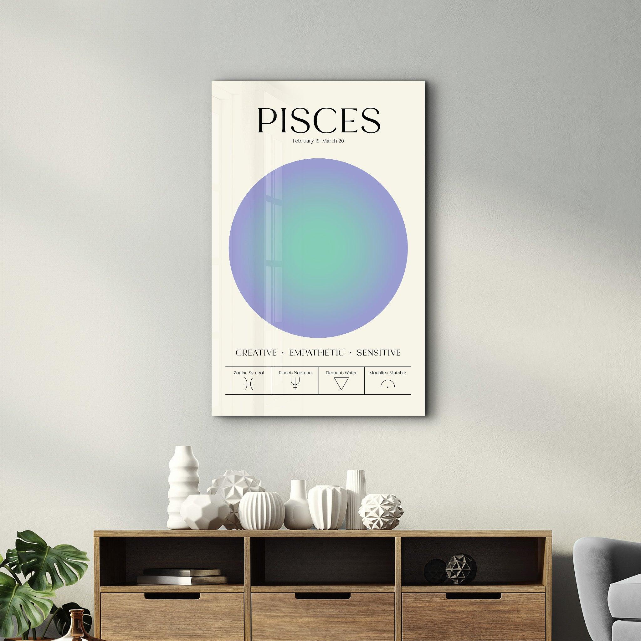 Pisces - Aura Collection | Zodiac Glass Wall Art - ArtDesigna Glass Printing Wall Art