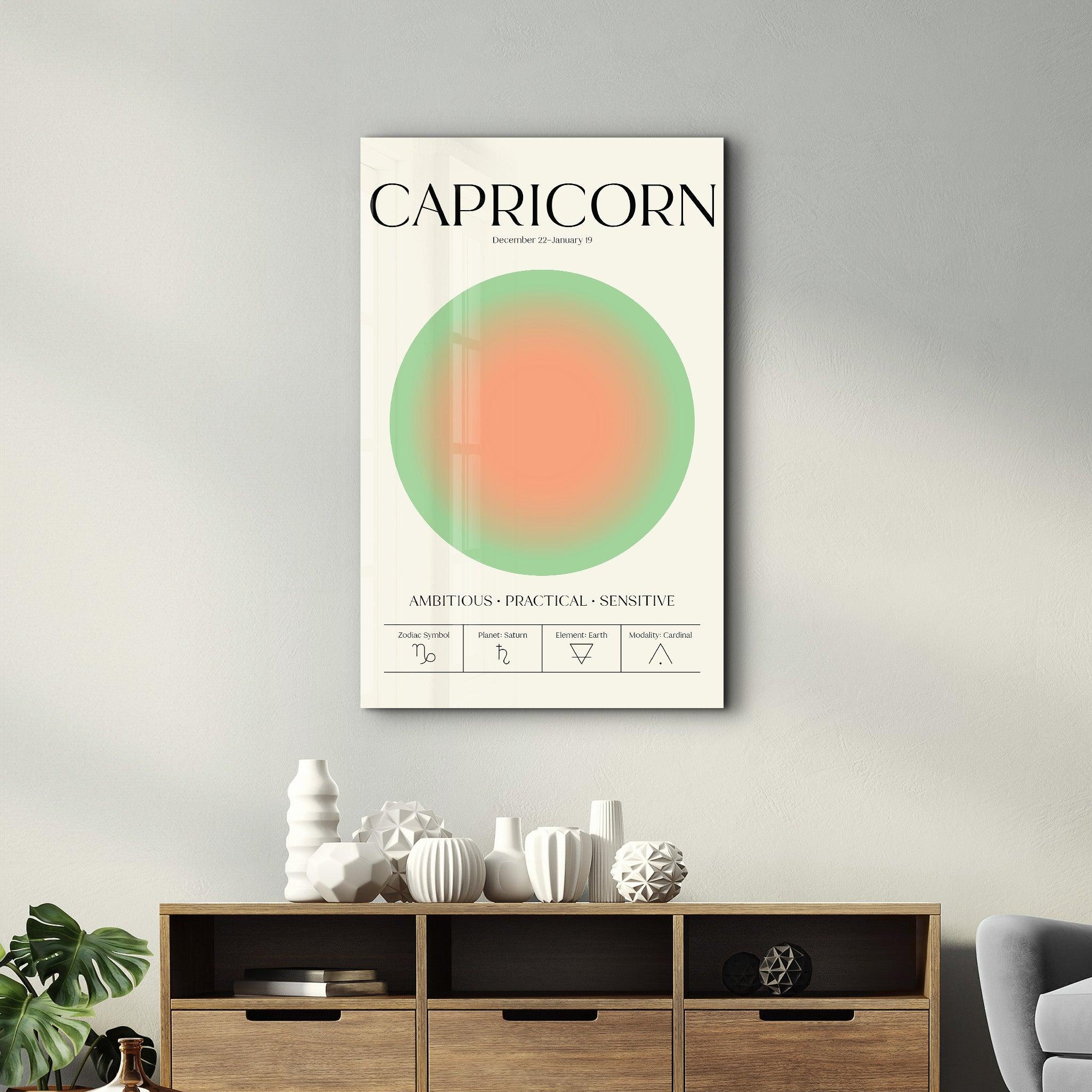 Capricorn - Aura Collection | Zodiac Glass Wall Art - ArtDesigna Glass Printing Wall Art