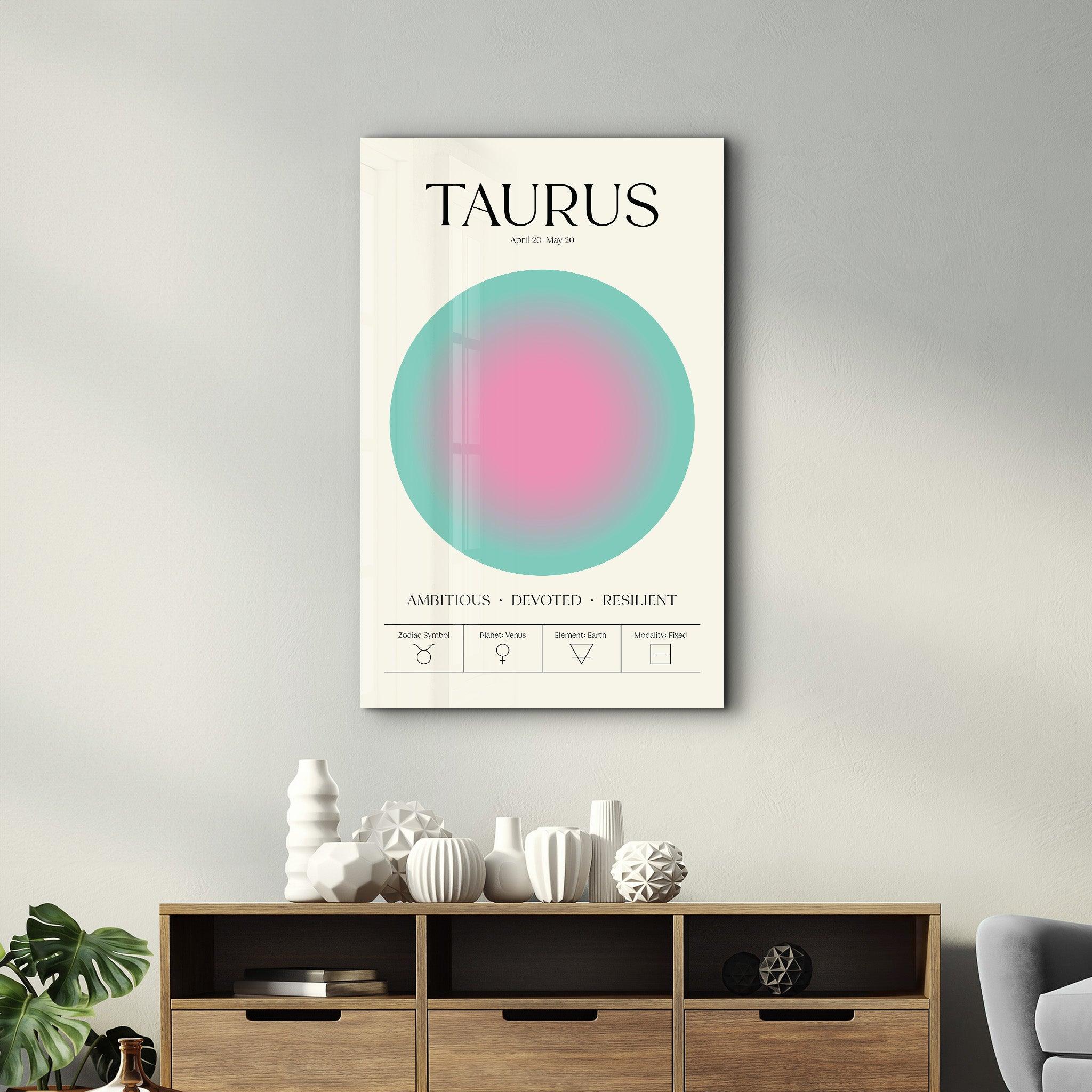 Taurus - Aura Collection | Zodiac Glass Wall Art - Artdesigna