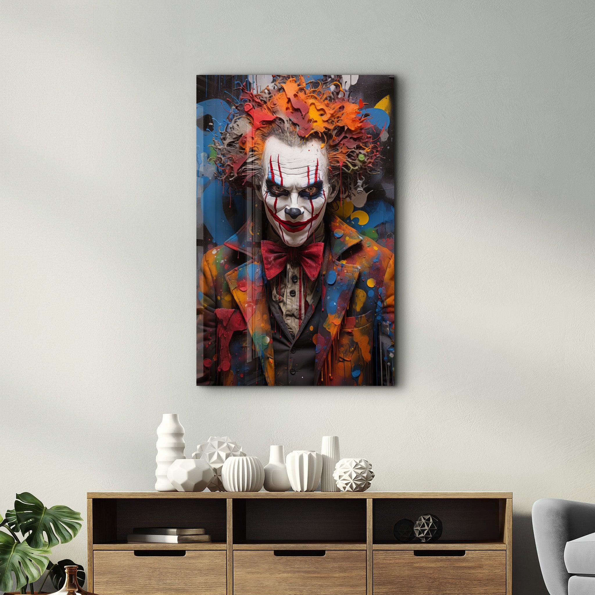 The Clown - Glass Wall Art - Artdesigna