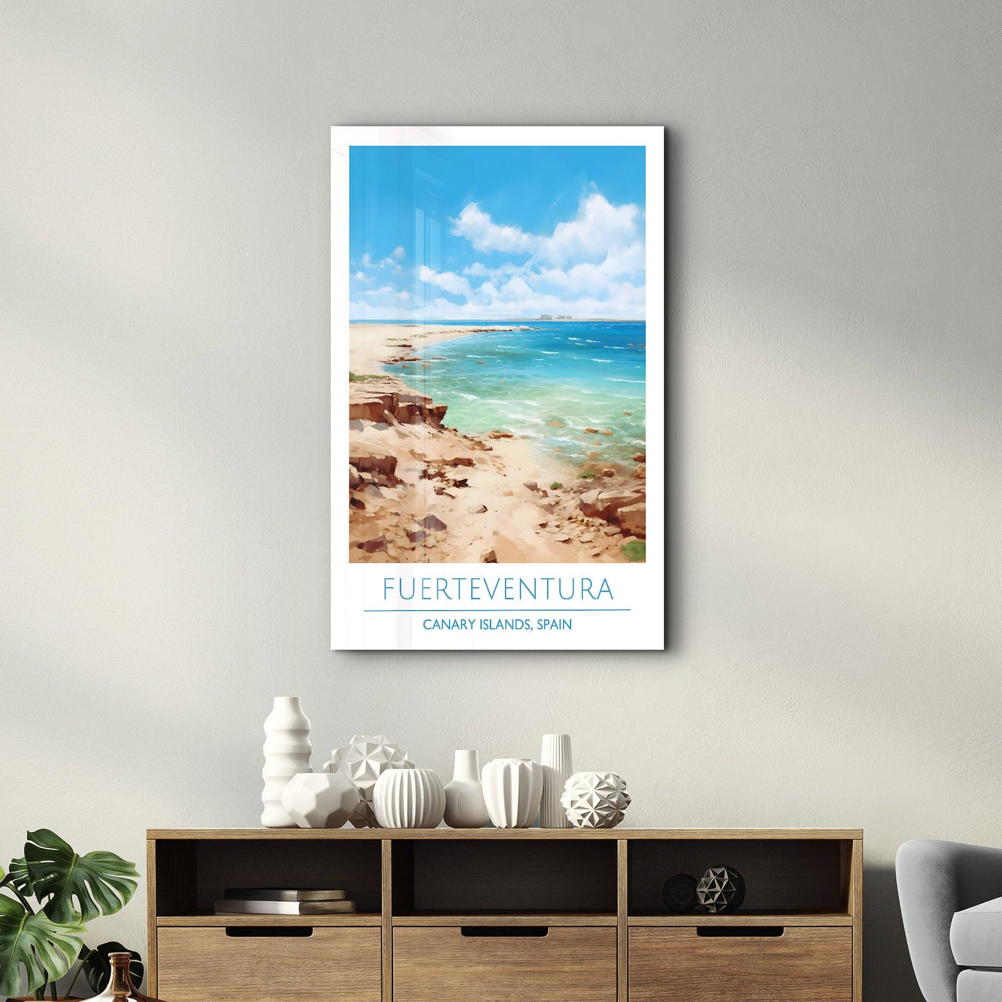Fuerteventura-Canary Island Spain-Travel Posters | Glass Wall Art - ArtDesigna Glass Printing Wall Art