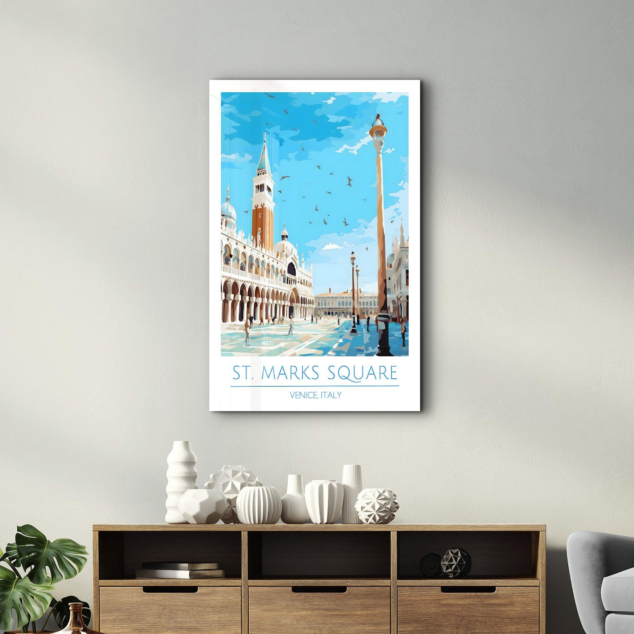 St. Marks Sqaure-Venice Italy-Travel Posters | Glass Wall Art - ArtDesigna Glass Printing Wall Art