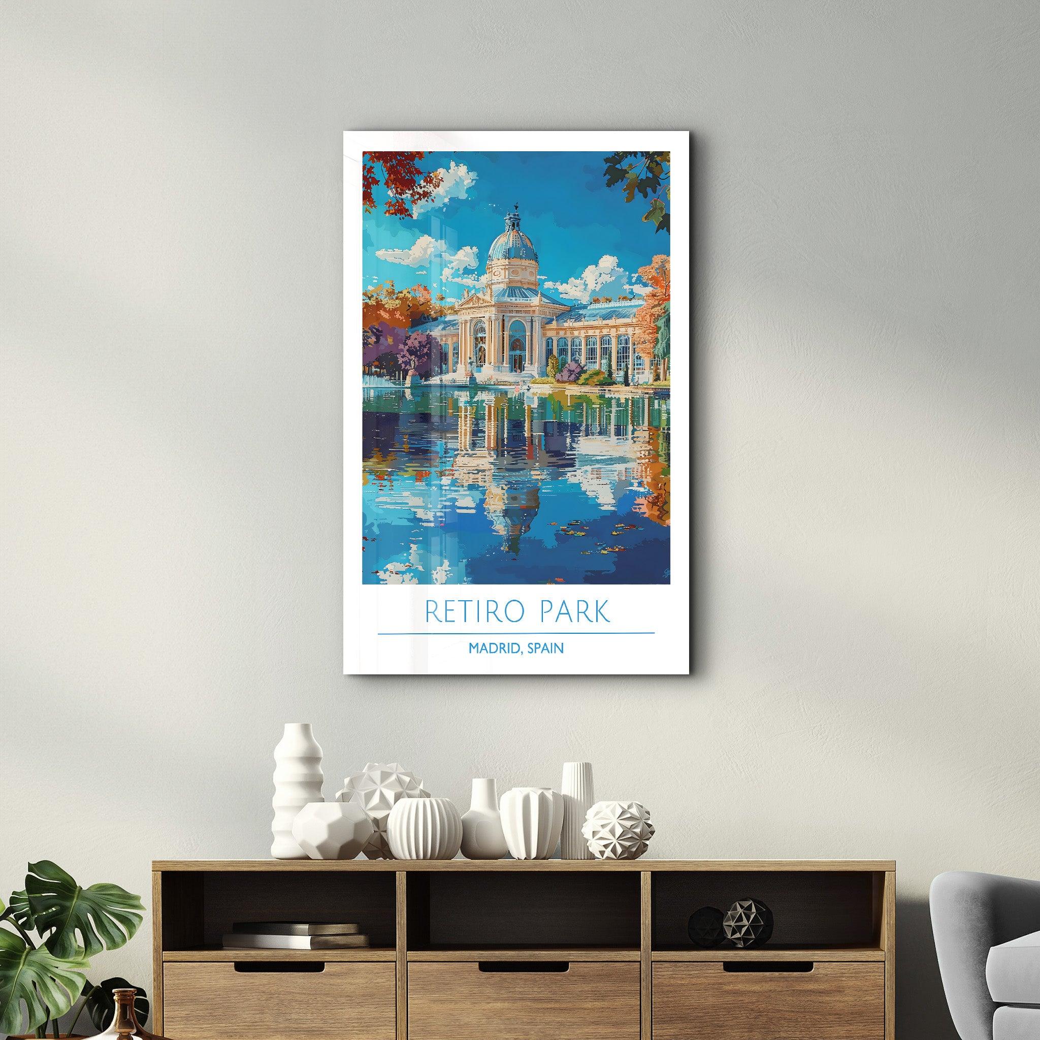 Reitro Park-Madrid Spain-Travel Posters | Glass Wall Art - ArtDesigna Glass Printing Wall Art