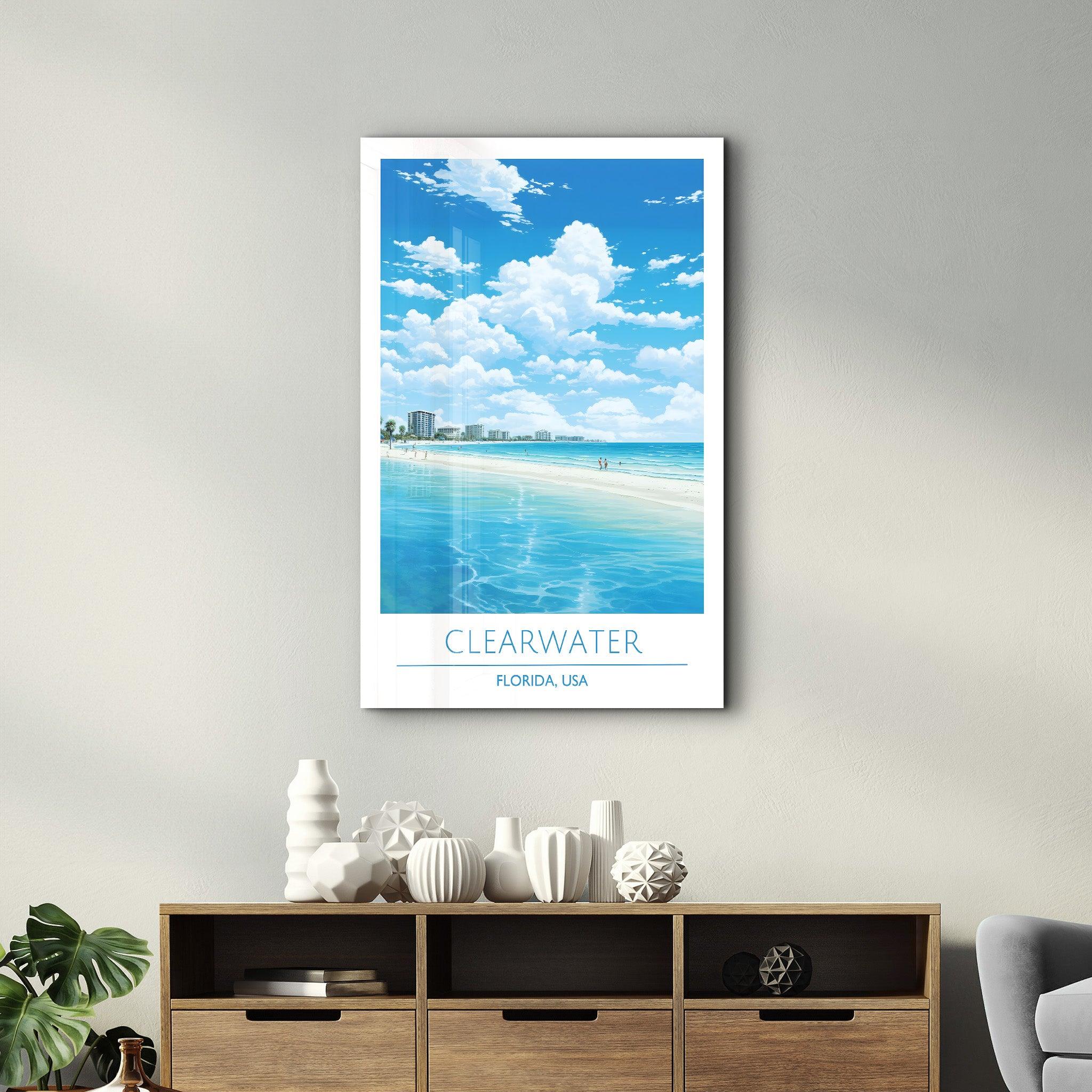 Clearwater-Florida USA-Travel Posters | Glass Wall Art - ArtDesigna Glass Printing Wall Art