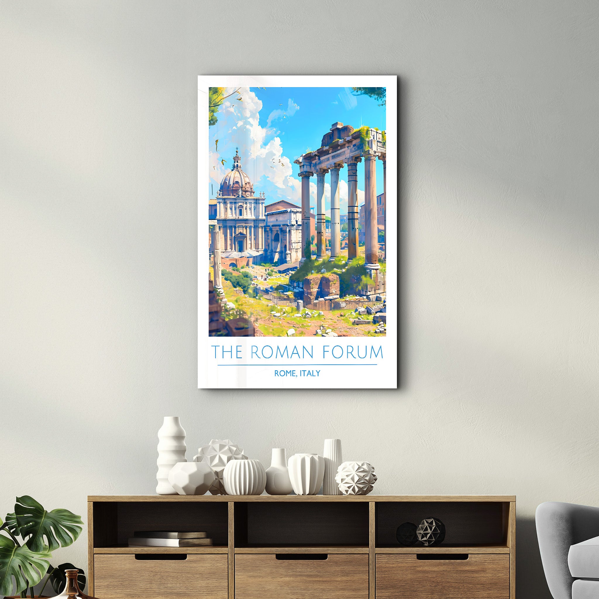 The Roman Forum-Rome Italy-Travel Posters | Glass Wall Art