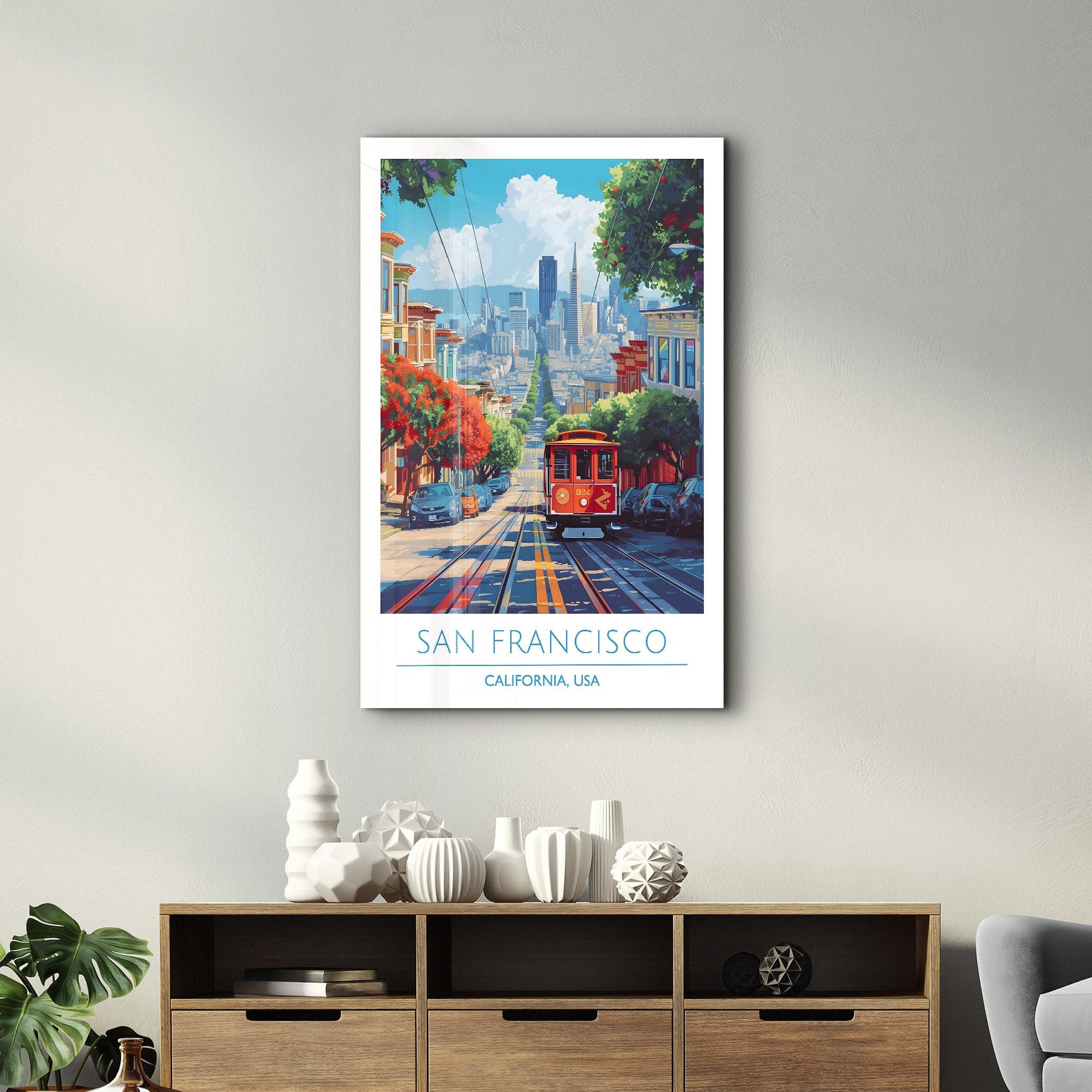 San Francisco-California USA-Travel Posters | Glass Wall Art - ArtDesigna Glass Printing Wall Art