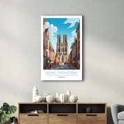 Reims Cathedral France-Travel Posters | Glass Wall Art - ArtDesigna Glass Printing Wall Art