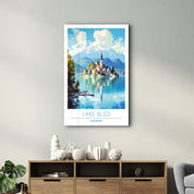 Lake Bled Slovenia-Travel Posters | Glass Wall Art - ArtDesigna Glass Printing Wall Art