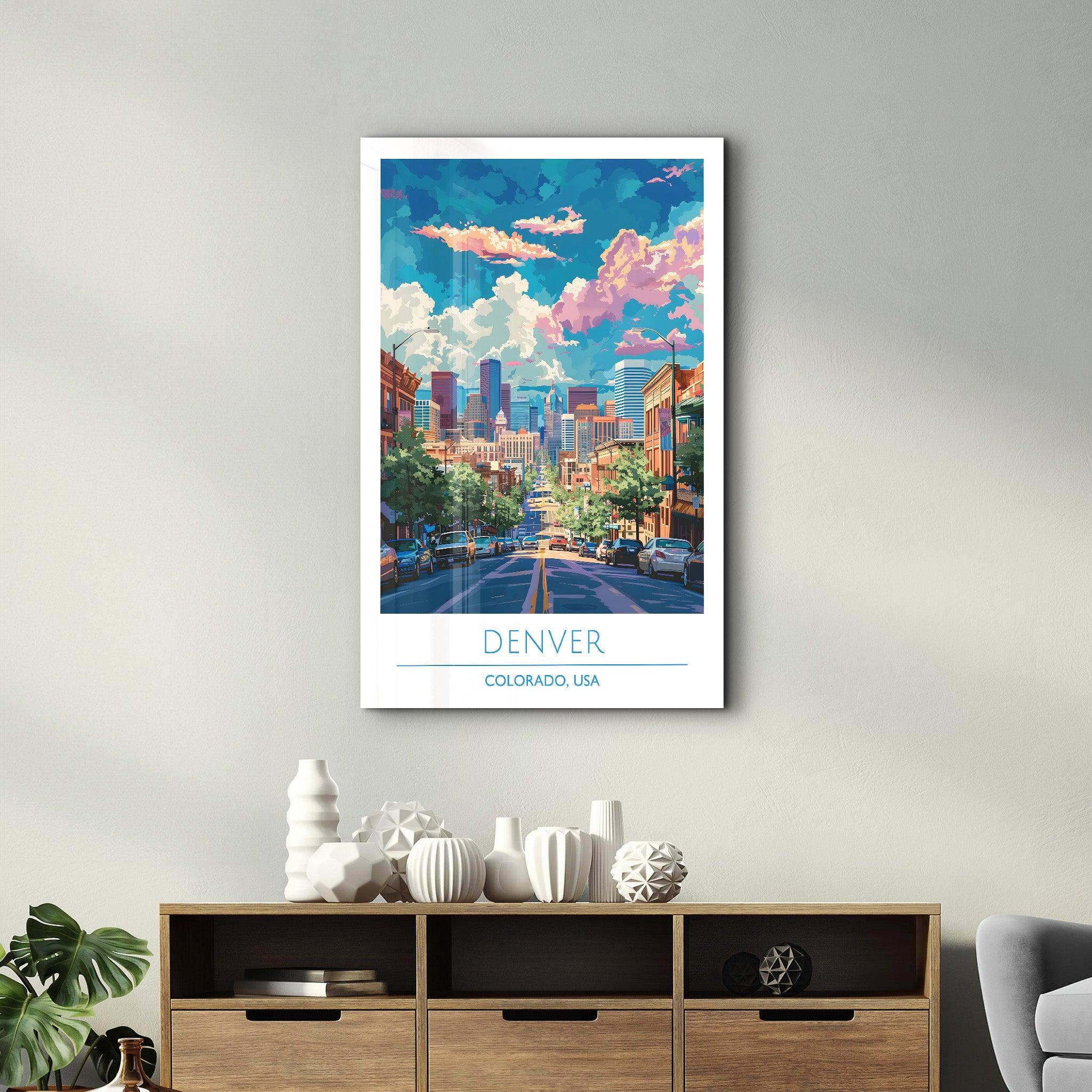Denver-Colorado USA-Travel Posters | Glass Wall Art - ArtDesigna Glass Printing Wall Art
