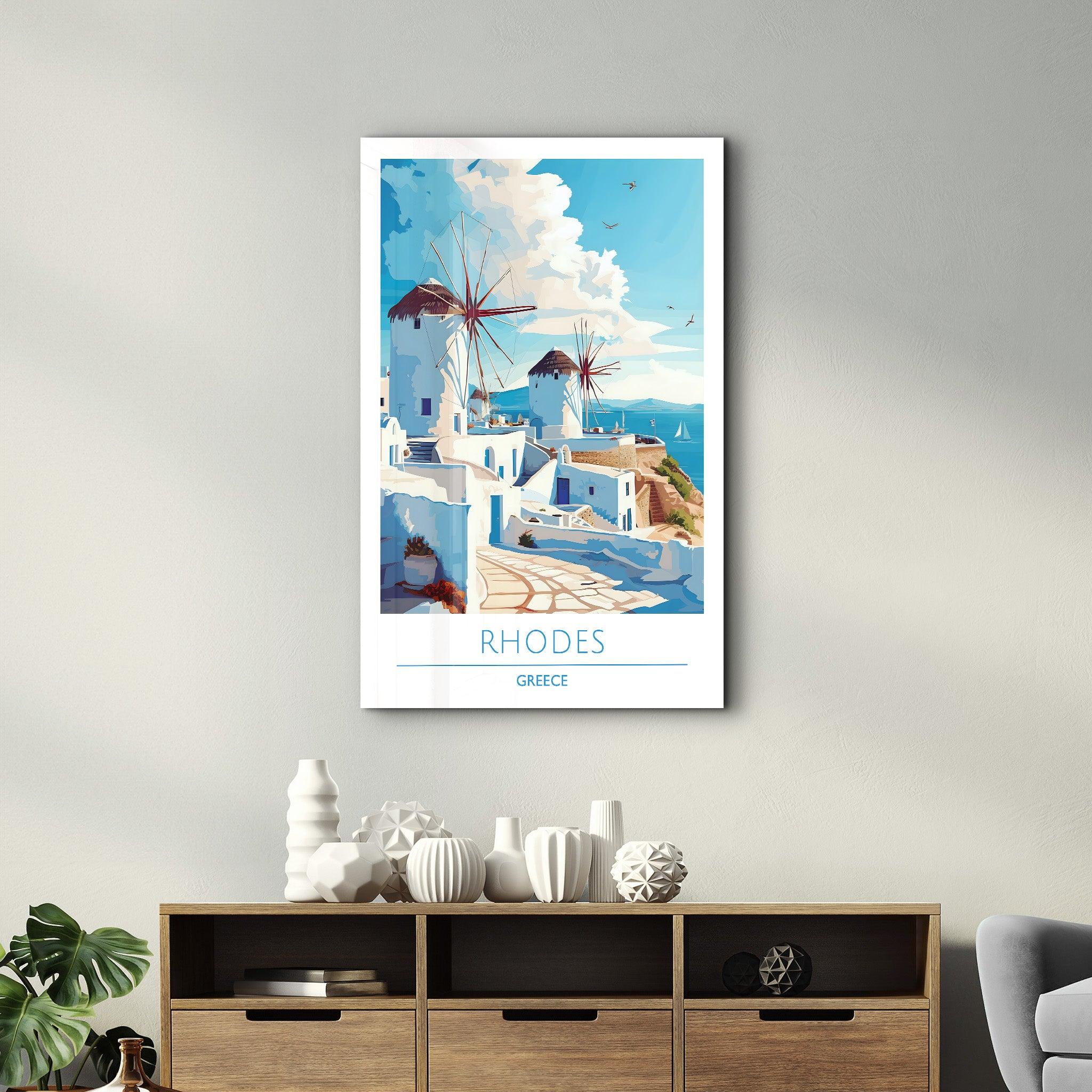 Rhodes Greece-Travel Posters | Glass Wall Art - ArtDesigna Glass Printing Wall Art