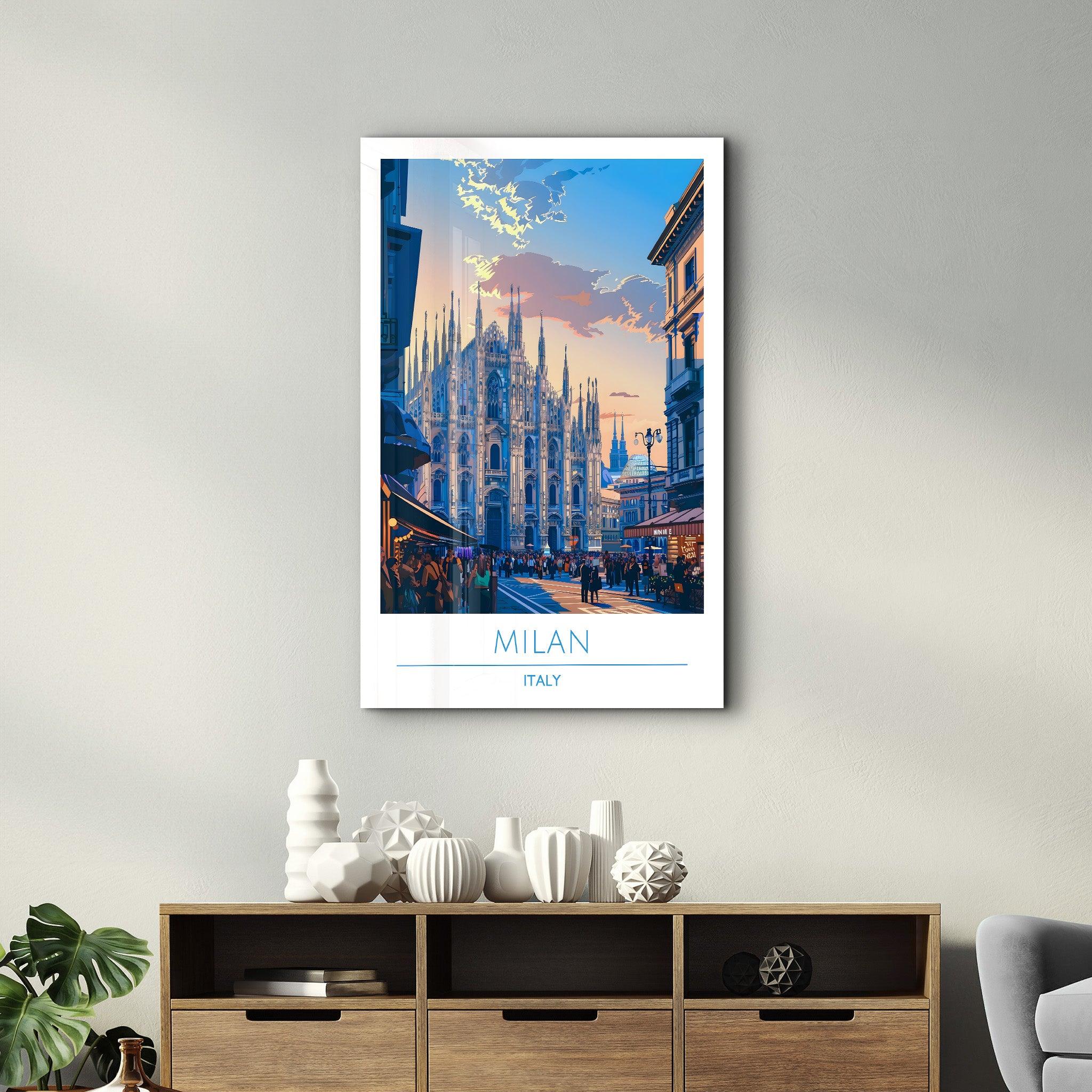 Milan Italy-Travel Posters | Glass Wall Art - ArtDesigna Glass Printing Wall Art