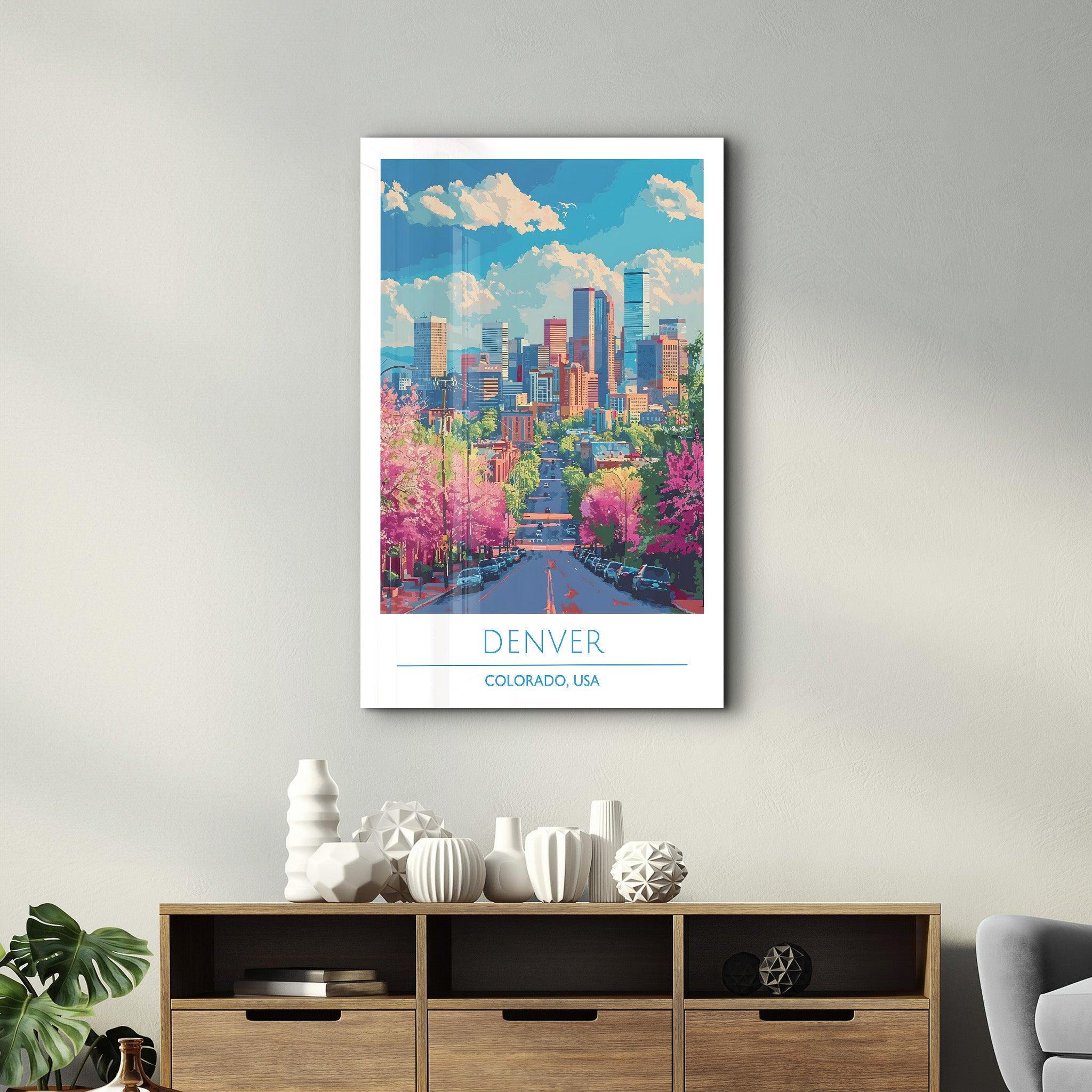 Denver-Colorado USA-Travel Posters | Glass Wall Art - ArtDesigna Glass Printing Wall Art