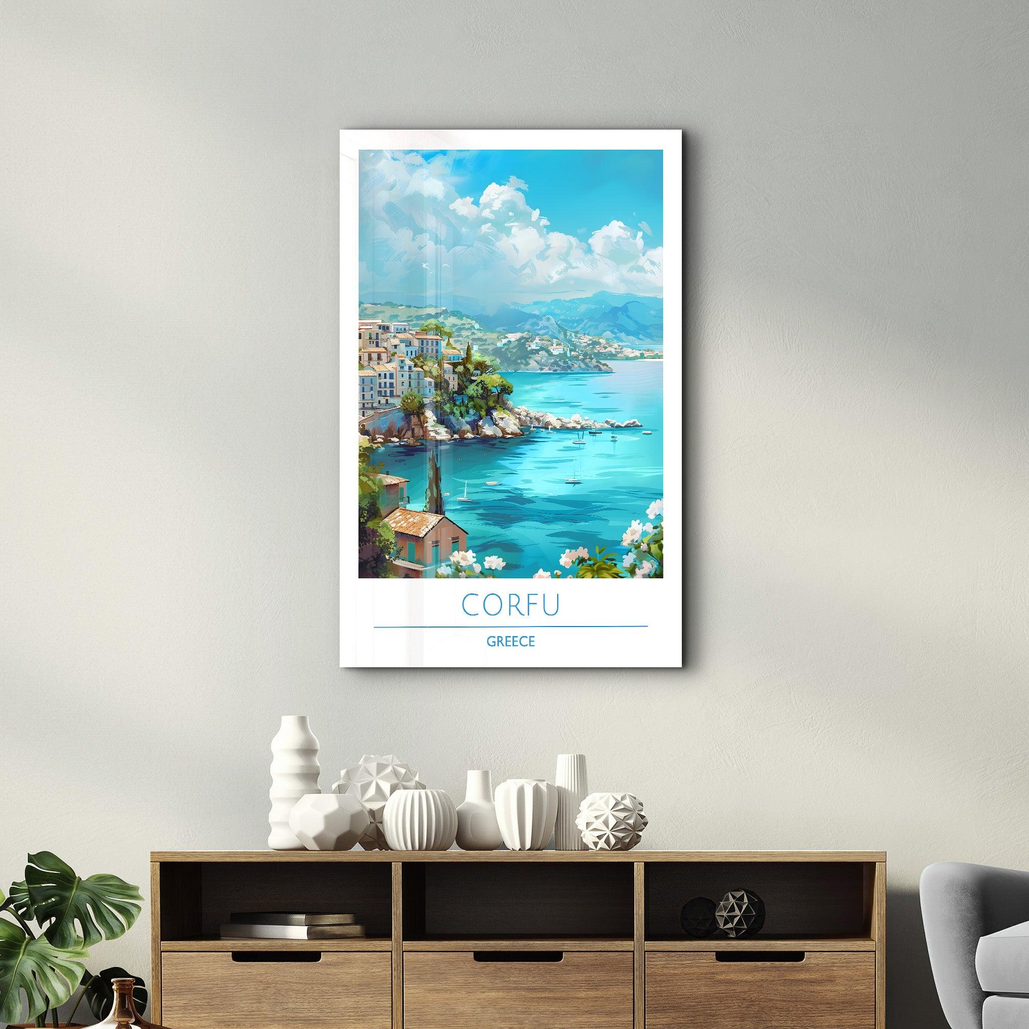 Corfu Greece-Travel Posters | Glass Wall Art - ArtDesigna Glass Printing Wall Art