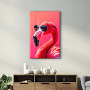 Stylish Pink Flamingo - Glass Wall Art