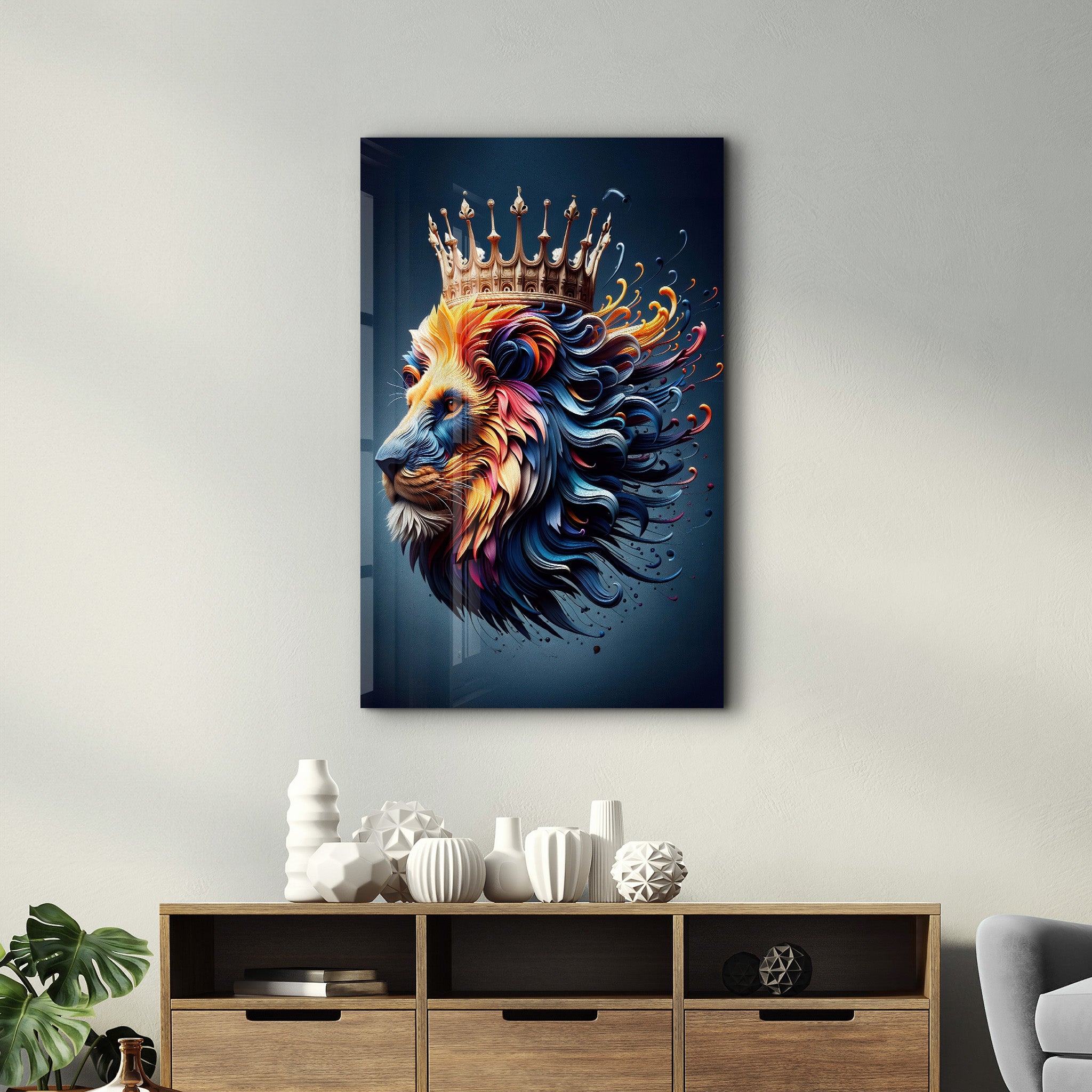 King Leo - Glass Wall Art - Artdesigna