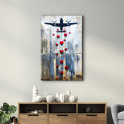 Love Bombing Banksy Style - Glass Wall Art