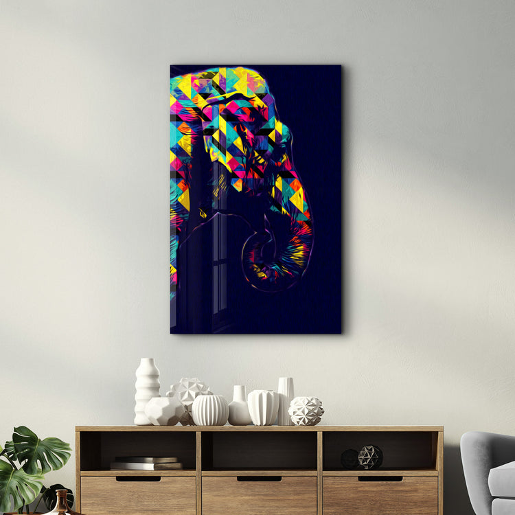 ・"Colormix Elephant Portrait"・Glass Wall Art - ArtDesigna Glass Printing Wall Art