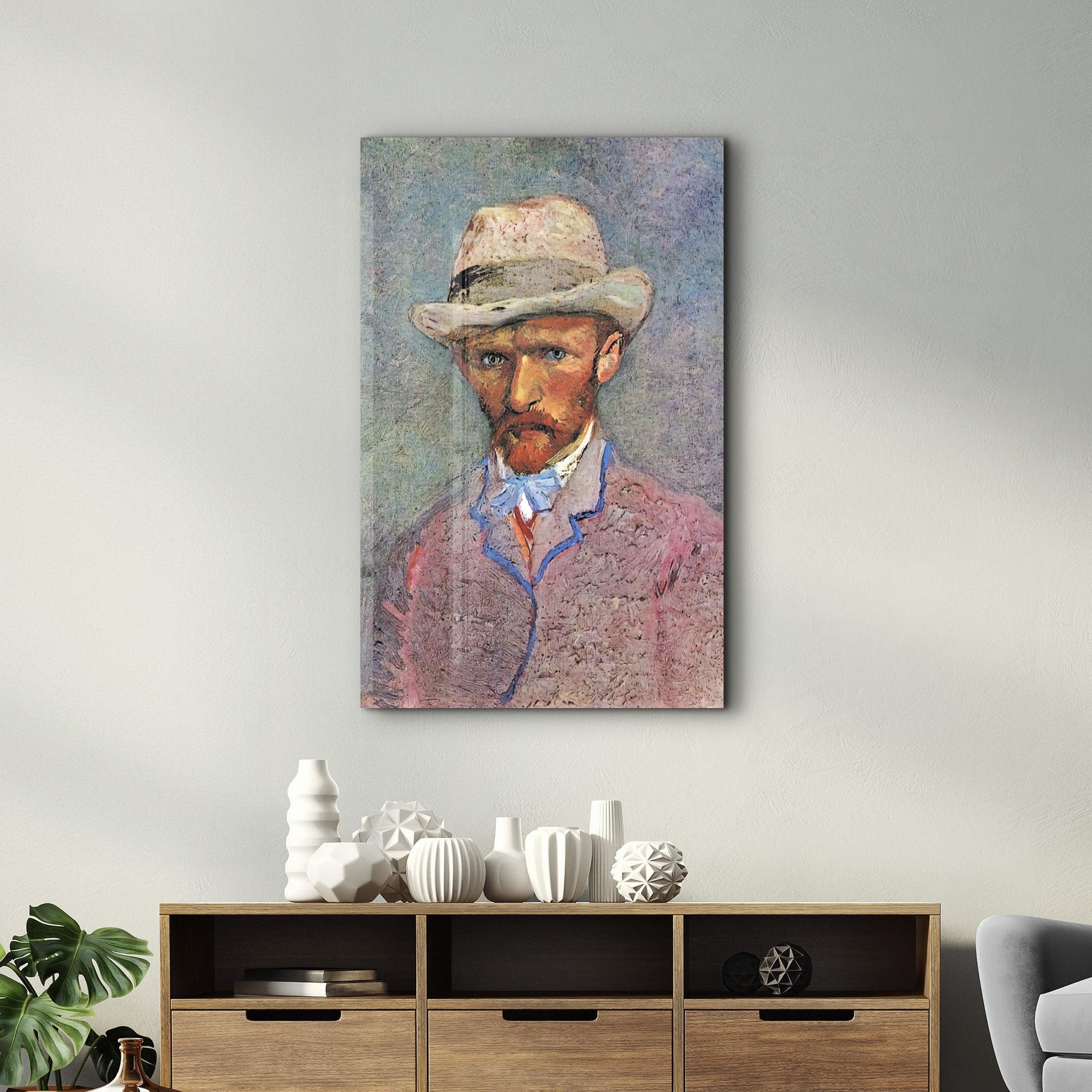 Vincent van Gogh's Self-Portrait with a Gray Straw Hat (1887) | Glass Wall Art - ArtDesigna Glass Printing Wall Art