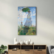 Woman with a Parasol, Madame Monet and Her Son (1875) by Claude Monet | Glass Wall Art - ArtDesigna Glass Printing Wall Art