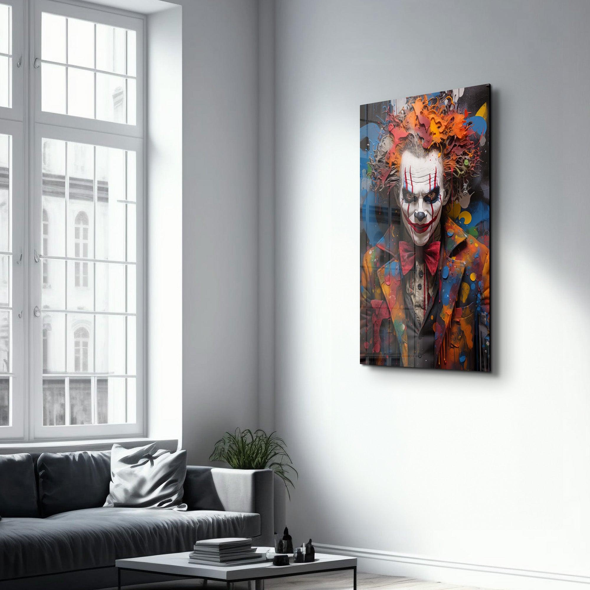 The Clown - Glass Wall Art - Artdesigna