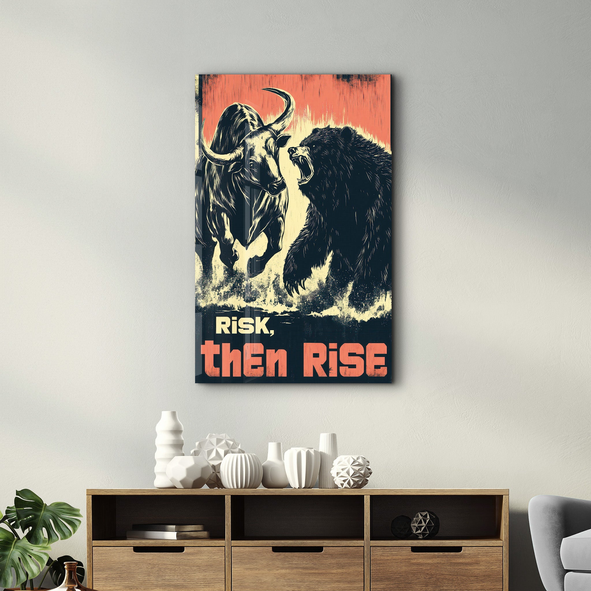 Risk, Then Rise - Motivational Glass Wall Art